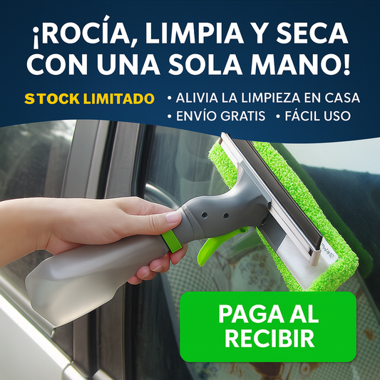 Limpia vidrios 3 en 1 — ¡Rocía, limpia y seca con una sola mano!