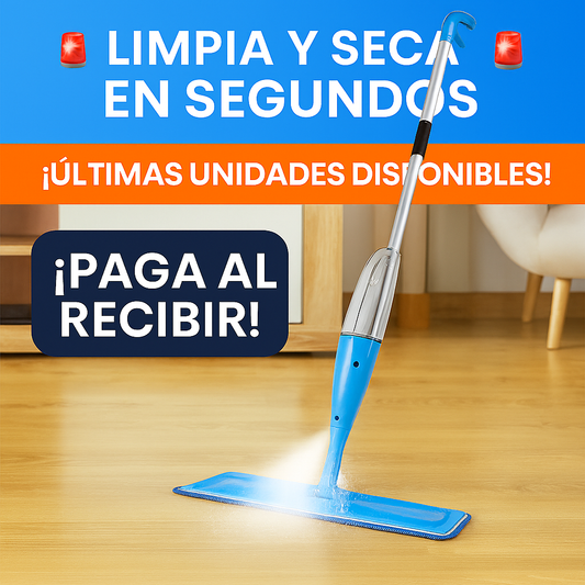 Mopa Trapero Limpiador con Rociador, Limpia sin esfuerzo y sin agacharte, 3 en 1