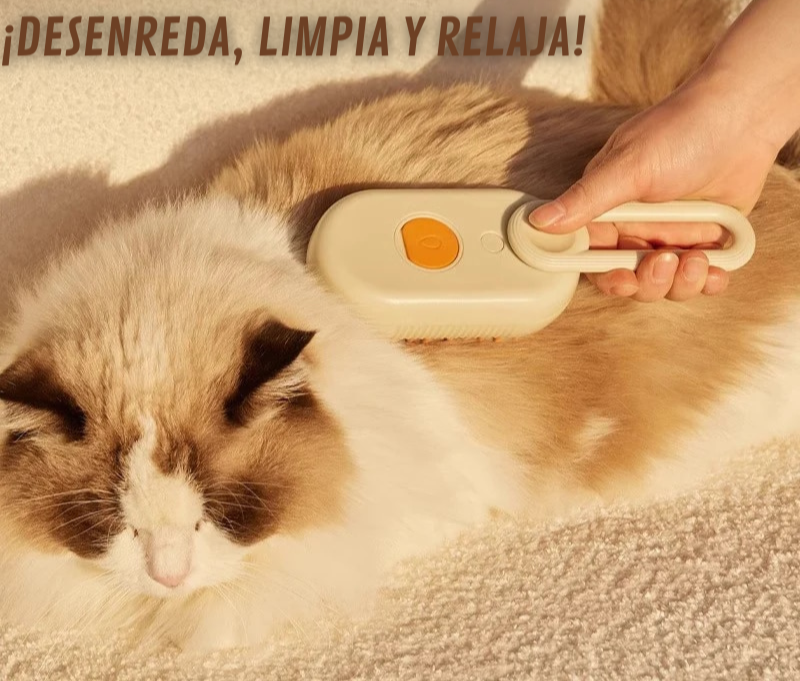 Cepillo de Vapor 3 en 1 para Mascotas – Desenreda, Limpia y Relaja