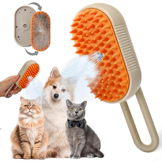 Cepillo de Vapor 3 en 1 para Mascotas – Desenreda, Limpia y Relaja